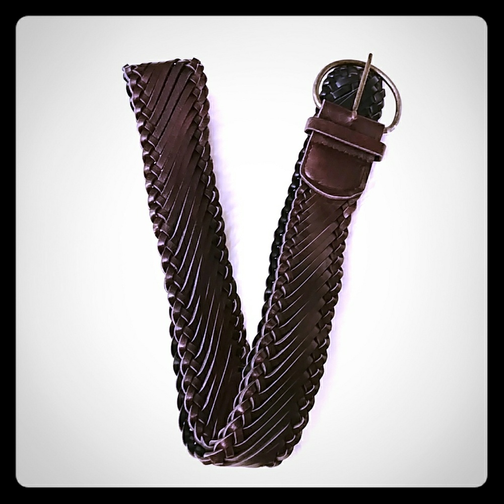 Faux leather women's wide brown belt.